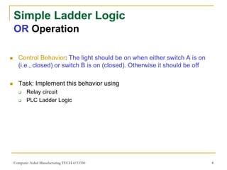 Lecture on basics of programable logic controller and ladder logic | PDF
