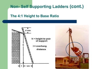   Non- Self Supporting Ladders  (cont.)    The 4:1 Height to Base Ratio 