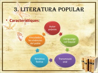 3. LITERATURA POPULAR
• Característiques:
 