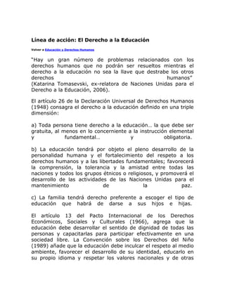 La declaración universal de los derechos humanos y la educación | PDF