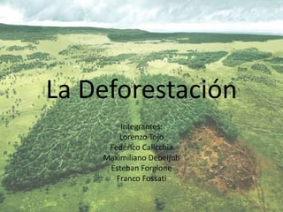 La Deforestación
Integrantes:
Lorenzo Tojo
Federico Calicchia
Maximiliano Debeljuh
Esteban Forgione
Franco Fossati
 