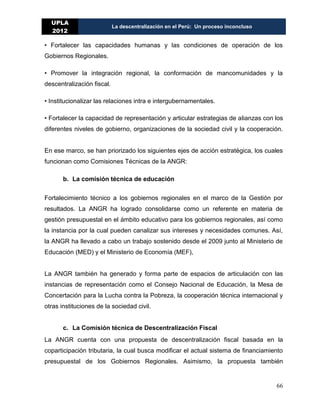 LA DESCENTRALIZACION EN EL PERÚ Un proceso inconcluso. | PDF