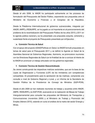 LA DESCENTRALIZACION EN EL PERÚ Un proceso inconcluso. | PDF