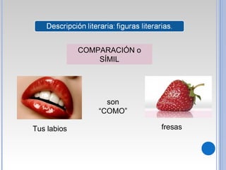COMPARACIÓN o
SÍMIL
Tus labios
son
“COMO”
fresas
 