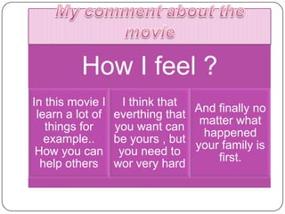 My comment about the movie