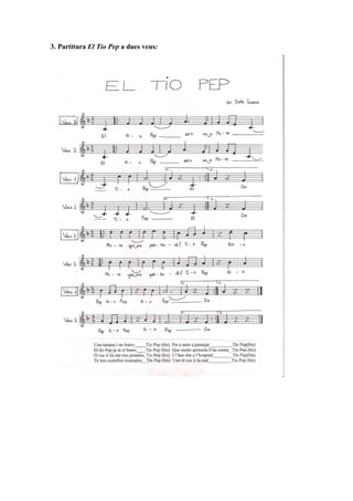 3. Partitura El Tio Pep a dues veus:
 