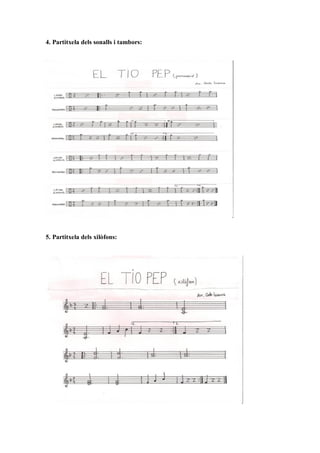 4. Partitxela dels sonalls i tambors:




5. Partitxela dels xilòfons:
 