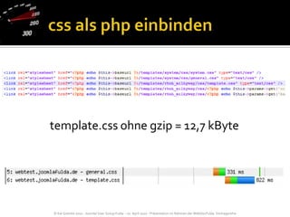 css als php einbindentemplate.css ohne gzip = 12,7 kByte