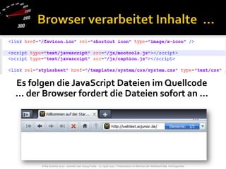 Browser verarbeitet Inhalte  …Es folgen die JavaScript Dateien im Quellcode… der Browser fordert die Dateien sofort an …