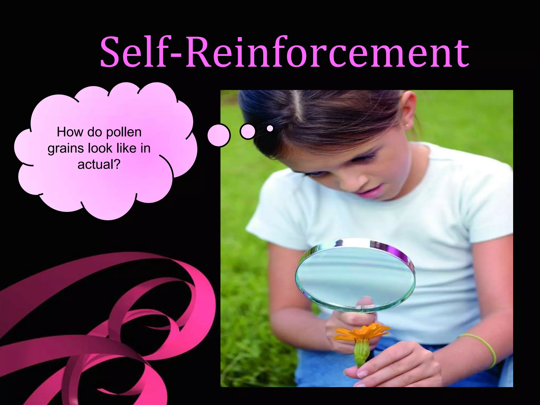 Self-Reinforcement
How do pollen
grains look like in
actual?
 