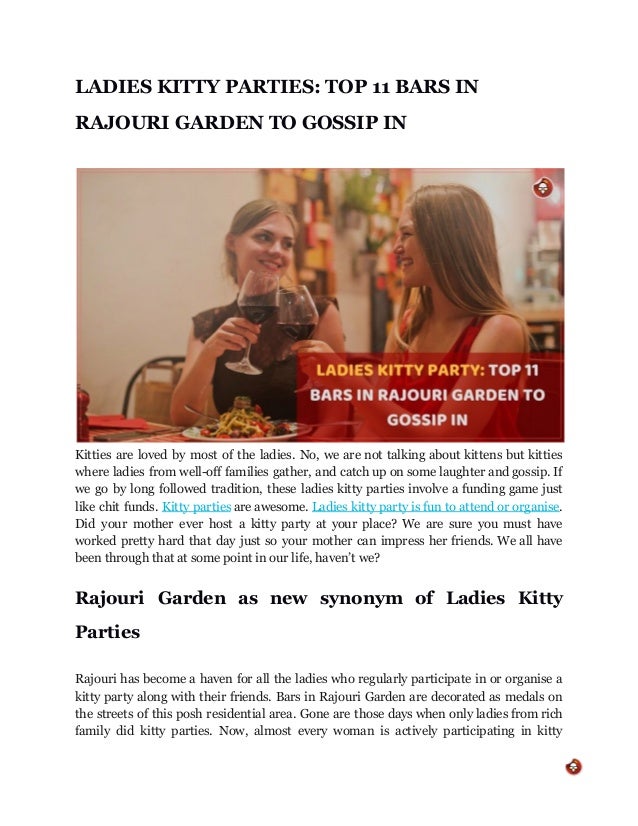 Ladies Kitty Parties Top 11 Bars In Rajouri Garden To Gossip In
