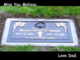 Miss You Melissa




                   Love Dad.
                          25
 
