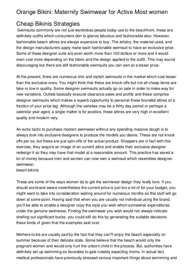 Orange Bikini Maternity Swimwear for Active Most women