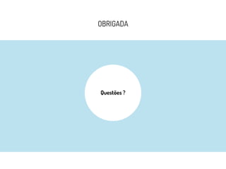 OBRIGADA
Questões ?
 