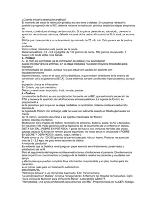 La dieta en el paciente renal