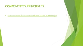 COMPONENTES PRINCIPALES
 C:Usersaulab201DocumentsdietaAPUNTES 1ª EVAL. NUTRICIÓN.pdf
 