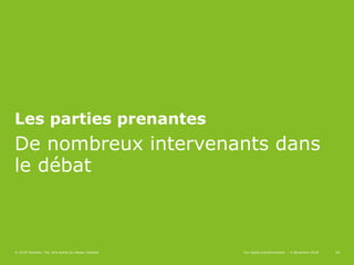 10
Les parties prenantes
© 2018 Deloitte | Taj. Une entité du réseau Deloitte Tax digital transformation – 4 décembre 2018
De nombreux intervenants dans
le débat
10
 