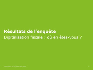 13
Résultats de l’enquête
© 2018 Deloitte | Taj. Une entité du réseau Deloitte
Digitalisation fiscale : où en êtes-vous ?
13
 