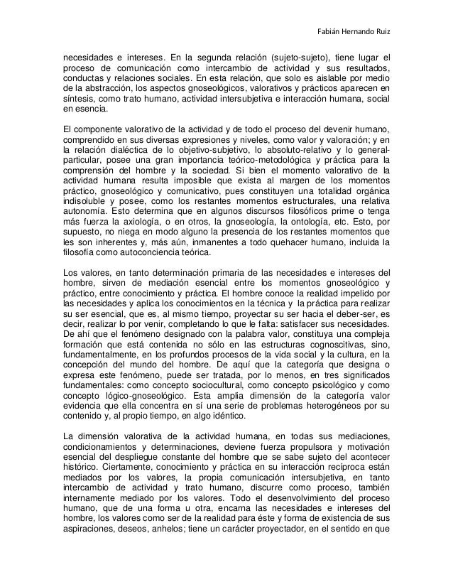La dimensión axiológica del hombre