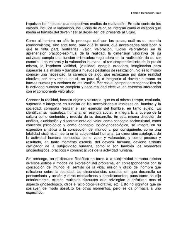 La dimensión axiológica del hombre