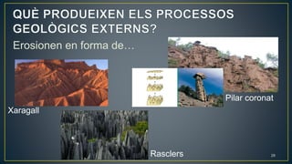 Erosionen en forma de…
29
Xaragall
Pilar coronat
Rasclers
 