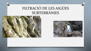 FILTRACIÓ DE LES AIGÜES
SUBTERRÀNIES
 