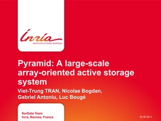 Pyramid: A large-scale
array-oriented active storage
system
Viet-Trung TRAN, Nicolae Bogdan,
Gabriel Antoniu, Luc Bougé


 KerData Team
 Inria, Rennes, France             02 09 2011
 