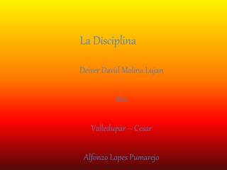 La Disciplina
Deiver David Molina Lujan
802
Valledupar – Cesar
Alfonzo Lopes Pumarejo
 