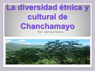 La diversidad étnica y
      cultural de
    Chanchamayo
        Por: Adriana Reyna
 