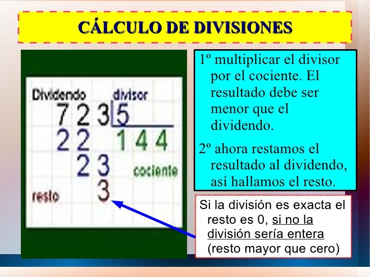 Residuo Y Cociente De Una Division