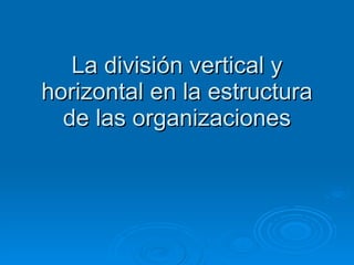 La división vertical y horizontal en la estructura de las organizaciones 