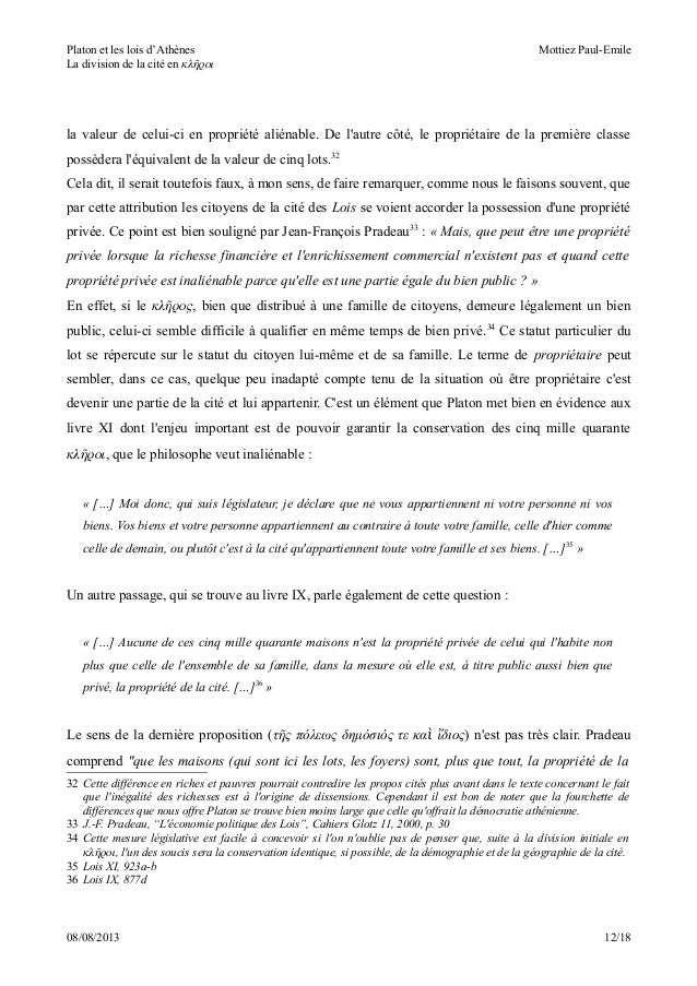Platon Et Les Lois Dathènes La Division De La Cité En κλῆροι - 