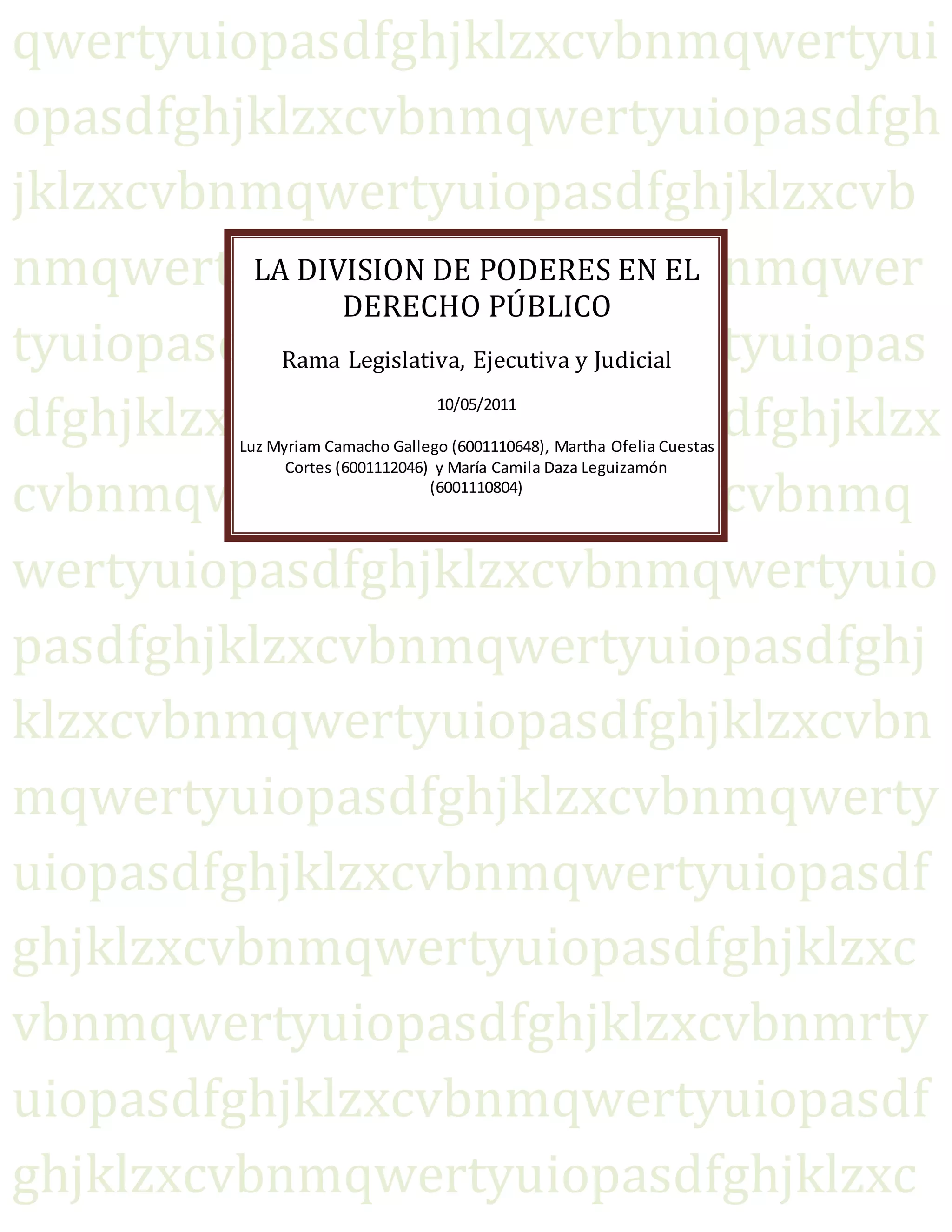 La division de poderes en el derecho publico | PDF