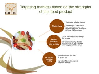 Targetingmarketsbased on the strengths of thisfoodproduct