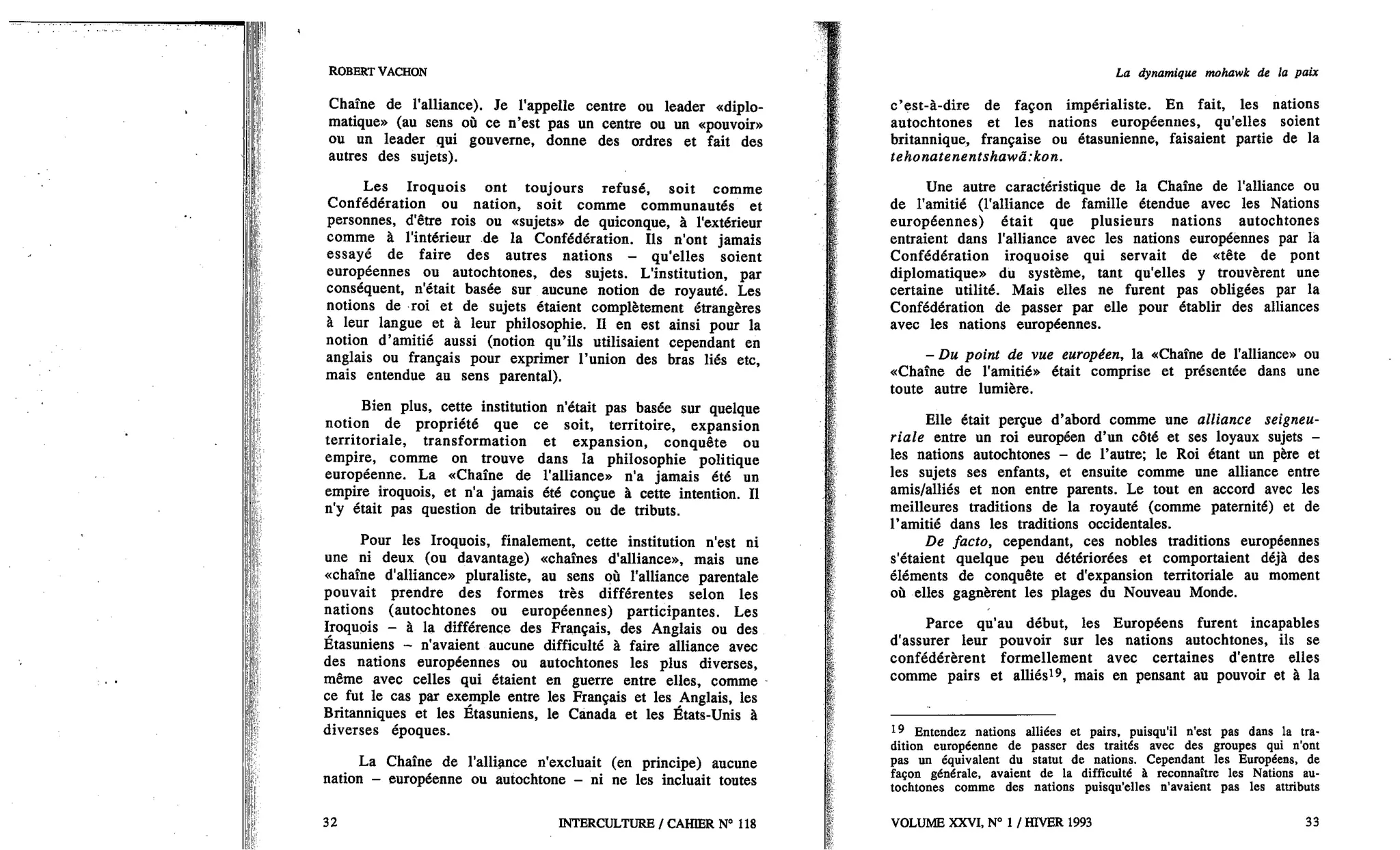La dynamique mohawk de la paix robert vachon