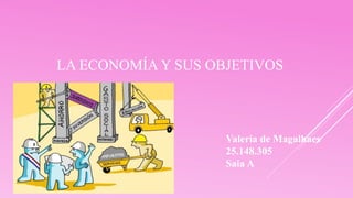 LA ECONOMÍA Y SUS OBJETIVOS
Valeria de Magalhaes
25.148.305
Saia A
 