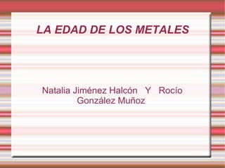 Natalia Jiménez Halcón  Y  Rocío González Muñoz  L A EDAD DE LOS METALES 