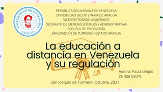 La educación a distancia en venezuela y su regulación