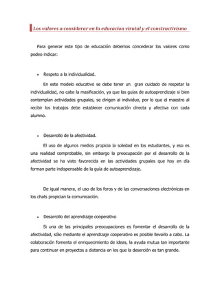 La educación virtual y el constructivismo jose ortizpazmiño fatla | PDF