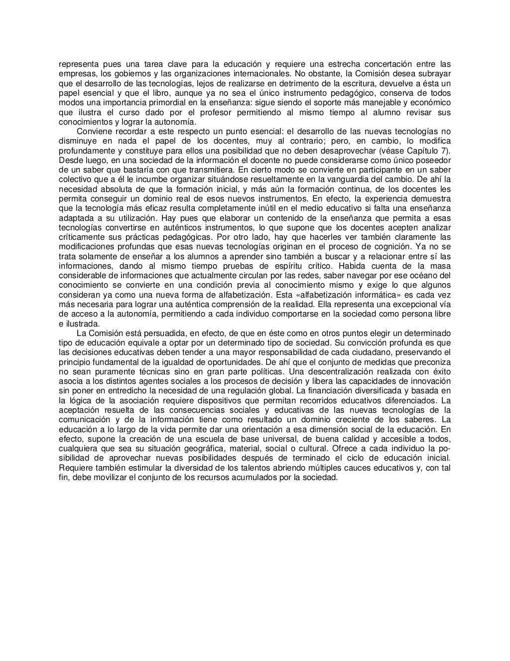 La educacion encierra un tesoro j delors