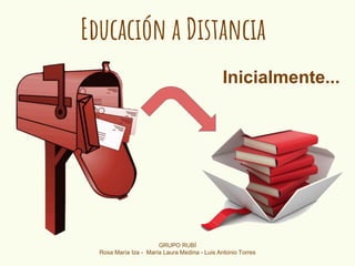 Educación a Distancia
Inicialmente...
GRUPO RUBÍ
Rosa María Iza - María Laura Medina - Luis Antonio Torres
 