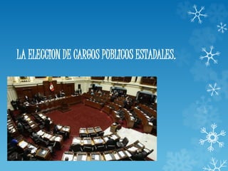 LA ELECCION DE CARGOS PUBLICOS ESTADALES. 
 