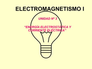 ELECTROMAGNETISMO I UNIDAD Nº 3 “ ENERGÍA ELECTROSTÁTICA Y CORRIENTE ELÉCTRICA” 
