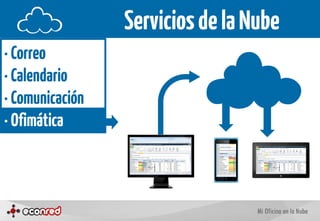 Servicios de la Nube
· Correo
· Calendario
· Comunicación
· Ofimática
 
