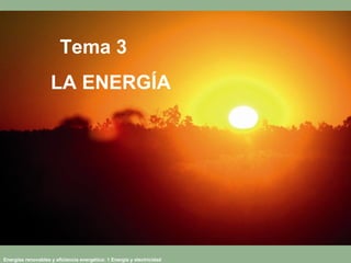 Tema 3
                    LA ENERGÍA




Energías renovables y eficiencia energética: 1 Energía y electricidad
 