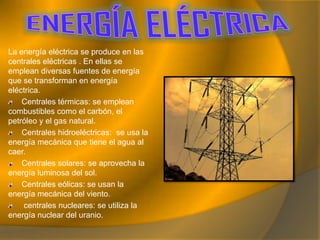 Llamamos combustibles fósiles al carbón, al petróleo y al gas natural. Se extraen de yacimientos.A partir de petróleo se obtienen combustibles, como la gasolina o el butano. Además, el petróleo también se emplea para fabricar plásticos y otros productos.El gas natural y el carbón se emplean directamente como combustibles. Su uso principal es producir energía eléctrica. COMBUSTIBLES FOSILESPETROLEO           CARBÓNGAS NATURAL     YACIMIENTO