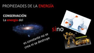 PROPIEDADES DE LA ENERGÍA
sino
CONSERVACIÓN
La energía del
 
