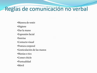 Reglas de comunicación no verbal