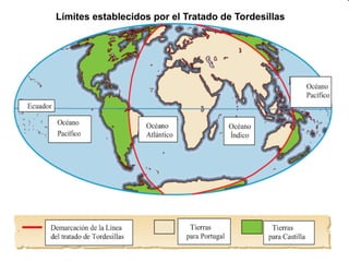 Límites establecidos por el Tratado de Tordesillas
 