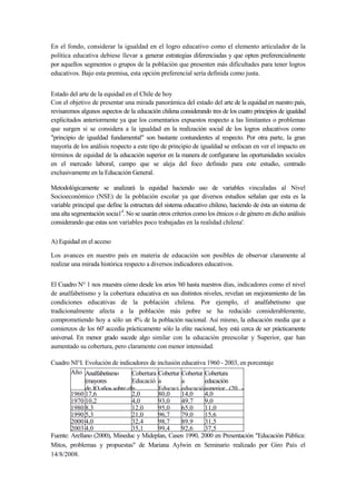 La equidad educativa en chile | PDF